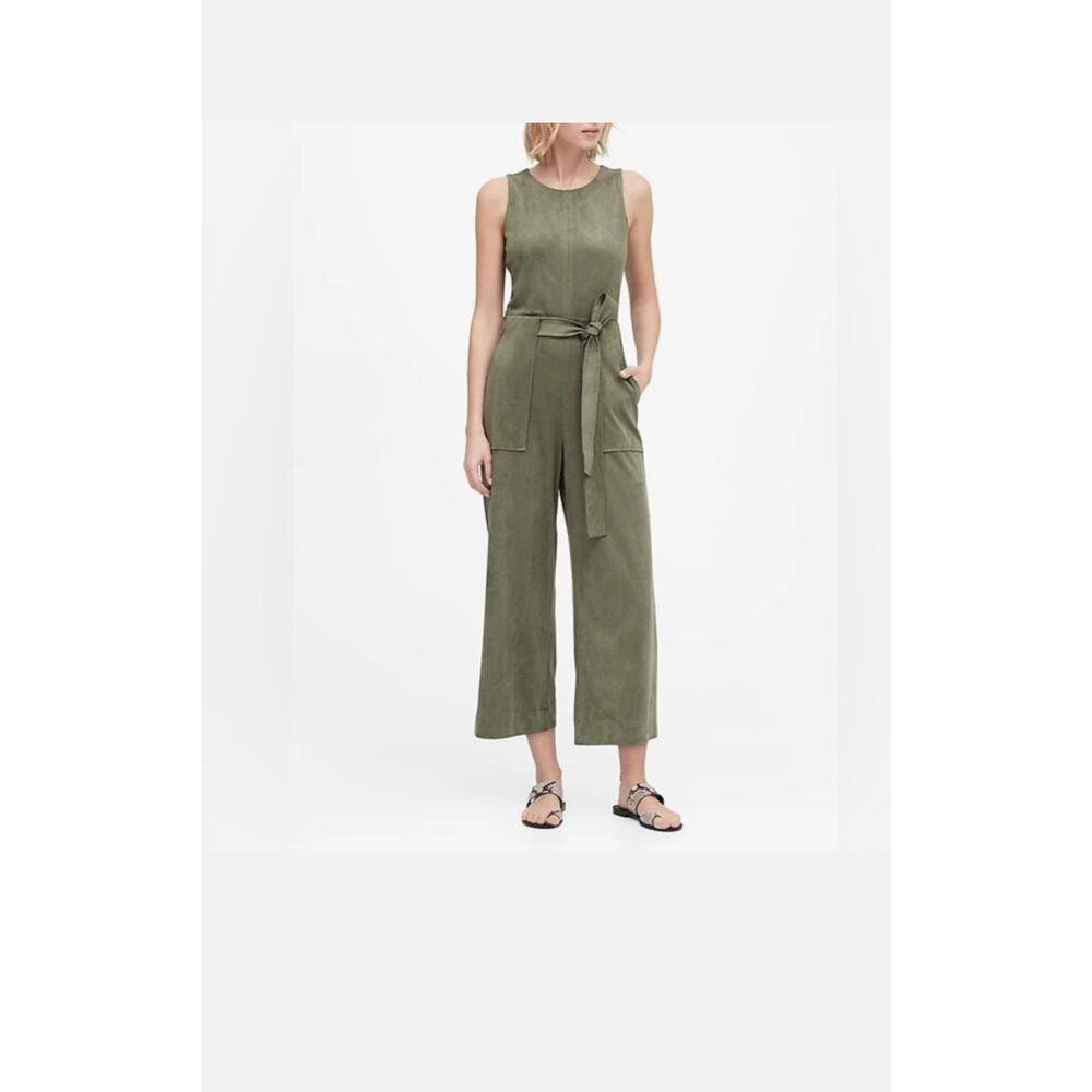Banana Republic Vegan Suede Wide Leg Jumpsuit - Forest Green - Sz 4